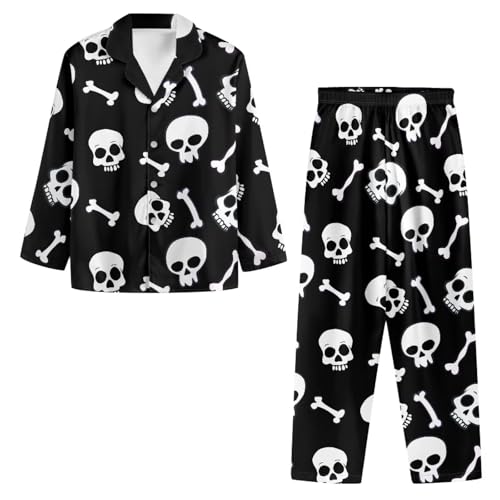 Womens Pajama Sets Holiday Party Funny Print Button Down Sleepwear Long Sleeve Lounge Set2