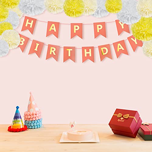 Image of Tissue Paper Pom Poms Party Decorations, Hmxpls Tissue Balls Colorful Flowers Pom, Large Pom Poms for Wedding Birthday Celebration Outdoor Decoration - Yellow & White (8 inch / 10 inch / 12 inch)