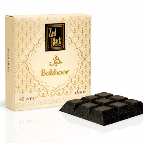 Zed Black Oud Bakhoor Incense – 40 Grams (9 Cubes) | Premium Aromatic Resin | Long-Lasting Arabian Fragrance for Prayer Time, Home, Meditation & Relaxation.