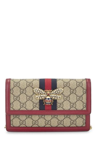 Pre-Loved Red Original GG Supreme Queen Margaret Wallet On Chain (WOC) Mini, Red