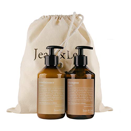 Preisvergleich Produktbild Jean & Len Jean & Len Haarpflege Set Repair Sandalwood & Silk, bestehend aus Shampoo, Conditioner, stark geschädigtes und strapaziertes Haar