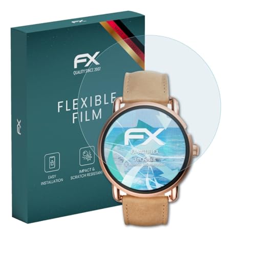 atFoliX Schutzfolie kompatibel mit Fossil Q Wander 2.Generation Folie, ultraklare & flexible FX Bildschirmschutzfolie (3X)