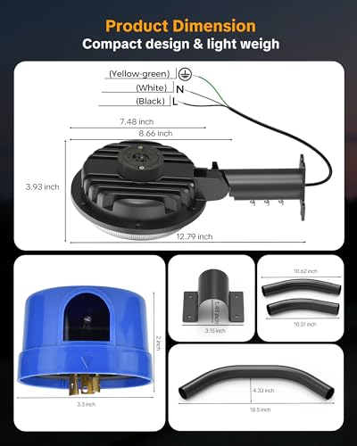 AIKVSXER 200W LED Barn Light Dusk to Dawn, Outdoor Yard Light with Pole - image 9