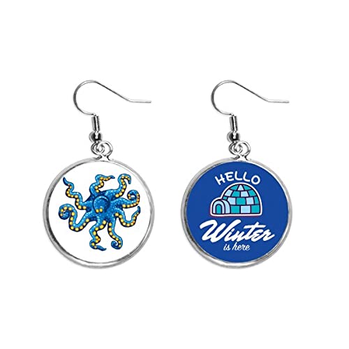 Pendientes de pulpo azul colgantes joyería de la vida marina
