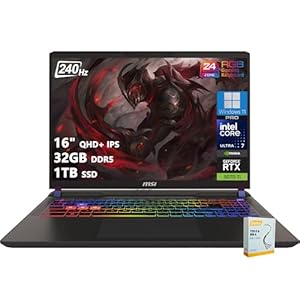 msi Vector 16 HX AI Gaming Laptop | 16" QHD+ IPS 240Hz | Intel Core Ultra 7 255HX | 32GB DDR5 1TB SSD | GeForce RTX 5070 Ti (Up to 992 AI Tops) | RGB Backlit Thunderbolt 5 Win11 Pro w/DLCA Accessory