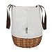 PICNIC TIME Promenade Picnic Basket for 2, Canvas and Willow Picnic Set - Includes Utensil Set, Glasses, and Plates, (Beige Canvas)