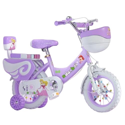 子供用自転車3?15歳の男の子と女の子、12 14 16 18 20インチ軽量量子自転車デュアルフロントブレーキとリアブレーキ調整可能なサドル、男の子と女の子のベビーカー (18インチ,パープル)
