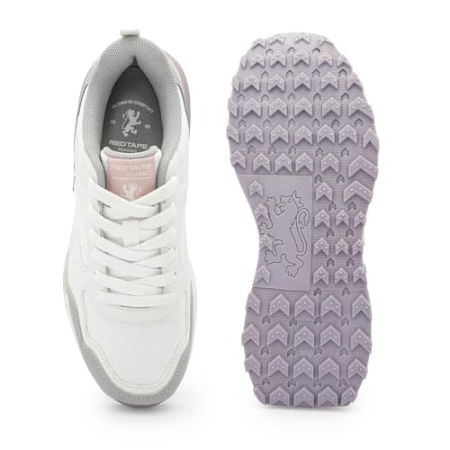 Image of Red Tape Women's Sneakers Blue Orange Mesh Pu Round Toe Lace-Up