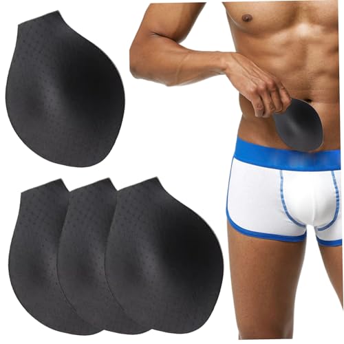 Bulge Cup, 4 Piezas potenciador de Bulto para Hombres, potenciador de Almohadilla de Esponja, Boxeadores de natación, Calzoncillos, Tangas, Pantalones Cortos, Negro