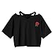Produktbild Amlaiworld Schöne Rose Stickerei locker Damen Sweatshirts Blumen kurz warm weich Herbst Langarmshirts Sommer Strand T-Shirt Sport Mädchen Bluse Mode Tops (S, B, Schwarz)