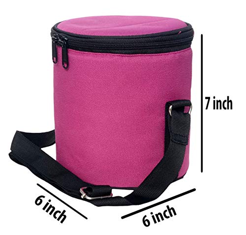 Image of Insulated Lunch Bag, Polyester, Water Resistant, Classic Style, for Office, School and Travelling, 1 Litre (Without Containers, Size-6.5 X 6 X 6)