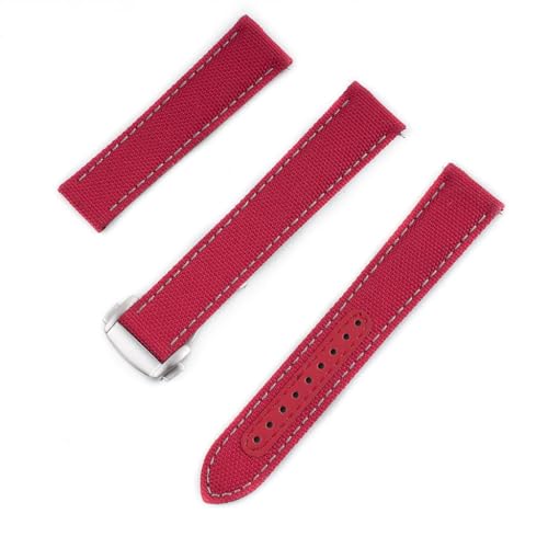 StrapHabit Quick Release Deployant Sailcloth Watch Strap For Large and Small Wrists - Women and Men - Band Nylon Leather Deloyment Recycled 18mm, 19mm, 20mm, 21mm, 22mm (Burgundy/Gray, 20mm)