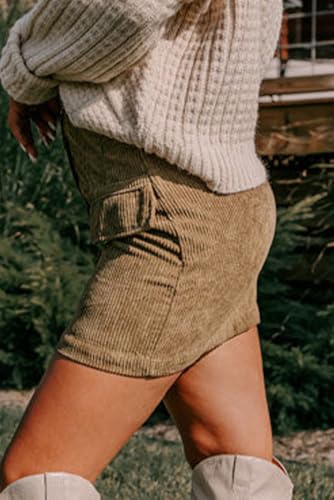 Corduroy Skirt Women Button Down Front Bodycon Mini Skirts Casual High Waisted A Line Short Skirt with Pockets3