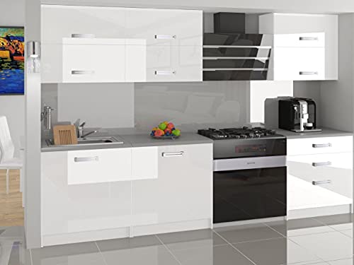  Loft  Cucina Componibile Lineare Componibile L 180 cm 6 pz  Piano di Lavoro Incluso  Set di mobili con Finitura Lucida