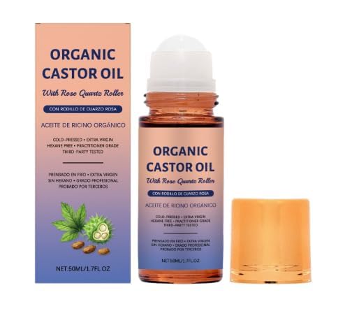 Organic Castor Oil – 1.7 Fl Oz 100% Pure, Hexane-Free for Skin & Hair | Extra Virgin Cold-Pressed