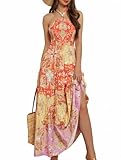 Floral Summer Beach Dresses for Women 2024 Vacation Hawaiian Maxi Dresses XL