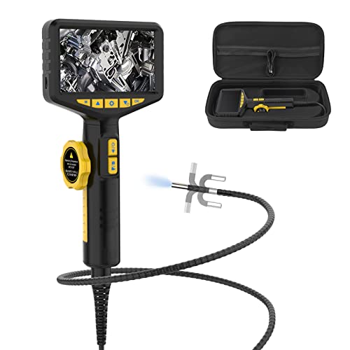 Two-Way Articulating Borescope, 5" Ips Screen Endoscope With Articulated Snake Camera, Ip67 Waterproof Borescope Inspection Camera 1080P With Lights For Automotive Aircraft Mechanics（3.3Ft） #TOP1