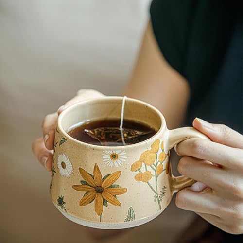 Taza de cerámica para café con diseño floral vintage miniatura 5