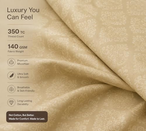 Image of Blue Strip Polycotton Bedsheet, King 108x108 (Cream) | Hotel Quality | Soft, Breathable & Colourfast | Wrinkle Resistant | Machine Washable | Pillow Covers Included