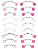 Goerhsjie 16g Pink Eyebrow Rook Snug Vertical Labret Lip VCH Snake Frog Eyes Anti Tragus Christina Daith Earrings Belly Button Ring Bridge Hood Surface Curved Barbell Piercing Jewelry for Women Men