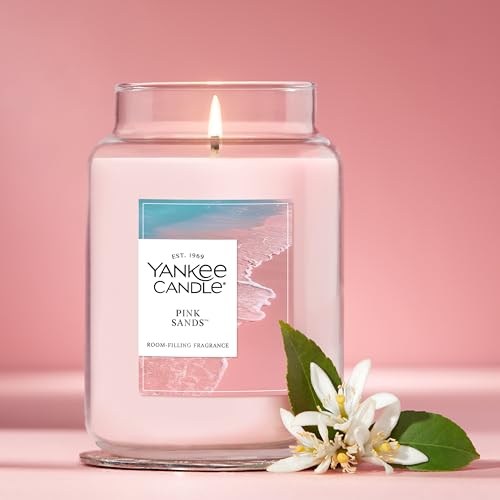 Yankee Candle Large Jar Scented Candle with up to 150 Hour Burn Time, Premium Plant Wax Blend for Consistent Burn, 22 oz Jar Candle with Room Filling Fragrance, Pink Sands