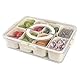 Psumuabrre Snackbox mit 8 Fächern, Snackteller mit Deckel und Griff, Snackdose für Snacks Kinder, Tragbar Snackbox Organizer für Kekse Lebensmittel Süßigkeiten Keksen Gemüse Nüsse