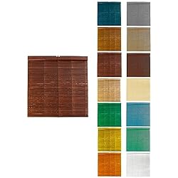 Persianas Venecianas Madera Bricor JARDIN202 - Persiana de Madera Alicantina con Polea Metálica - Estor Enrollable para Ventanas, Puertas, Salón | 97 x 105 cm (Nogal (Barnizada))