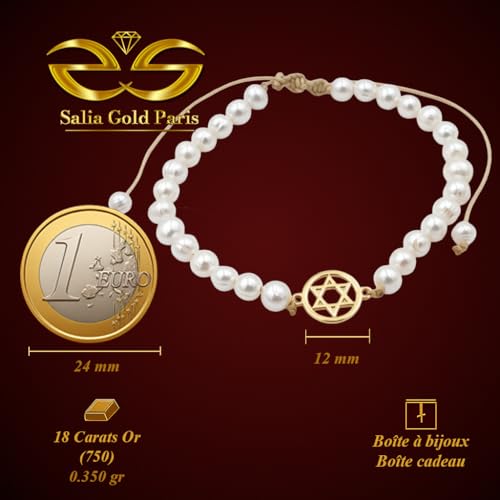 Bracelet or 18 carats avec étoile et perles, l'idée cadeau idéale