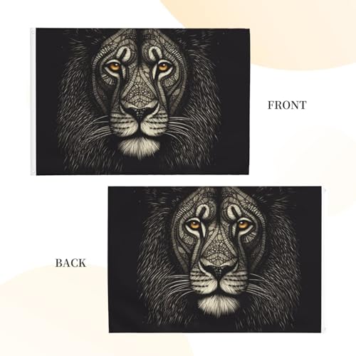 Drapeau lion double face indéchirable 1,2 x 1,8 m pour résister aux intempéries