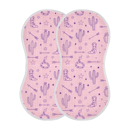 2 Pack Muslin Burp Cloths Cowboy Boot Cotton Baby Burp Cloths Ultra Soft Burping Cloth Absorbent Spit Up Rags for Newborn Boys Girls, Large 22