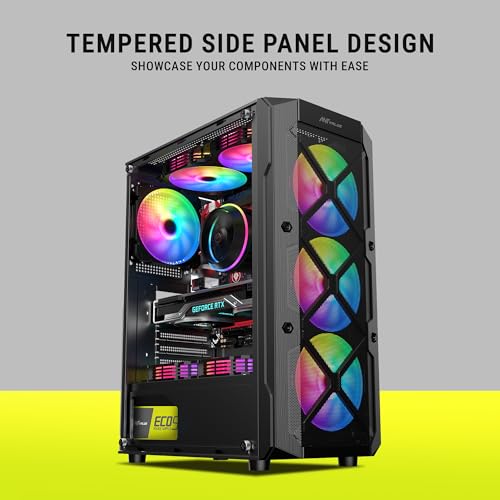 Image of Ant Value VM50 ARGB Mid-Tower Computer Case /Gaming Cabinet - Black | Support Micro ATX, M-ATX, ITX | Built-in USB 3.0 Port, Pre-Installed 4 ARGB Case Fans