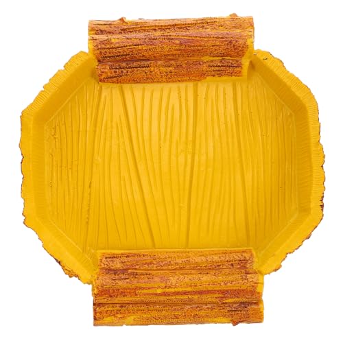 VICASKY Reptile Feeding Basin for Tortoises and Lizards Durable Resin Water Bowl and Food Dish for Tortoise Habitat Accessories and Reptiles Smooth Edges for Safety Yellow