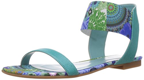 Desigual Femme Chaussures Trebol Sandales Ouvertes à Talon compensé, Turquoise 5024, 36 EU