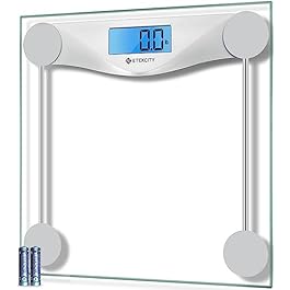 Etekcity Digital Body Weight Bathroom Scale, Large Blue LCD Backlight Display, High Precision Measurements,6mm Tempered Glass, 400 Pounds