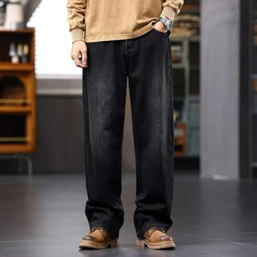 Jeans Pants Trouser Denim Fat Plus Size Trendy Retro Loose Wide Foot Casual Business Commuter Straight Leg for Men3