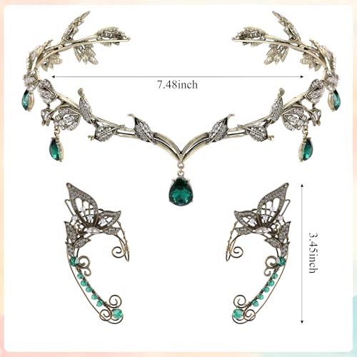 FRESHME Elf Ear Cuffs and Crown - Fairy Crown and Non Pierced Fairy Ear Cuffs Renaissance Renfaire Cosplay Accessories4