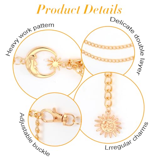 Multilayer Metal Waist Chain Belt for Women, Sun Moon Belly Belt Body Chain Jewelry Accessories for Dress Jeans3