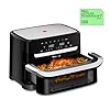 Moulinex Easy Fry Dual Flex, air fryer, Grand tiroir de 9L, Double zone, Séparateur amovible, jusqu'à 8personnes, 7programmes intuitifs, EZ9228F0, noire, Noir