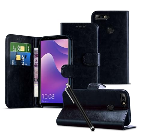 Image of MobiBax Wallet Phone Case Compatible with HTC Desire 620 Phone Cover Card Holder Magnetic Closure Tab, Shockproof Phone Stand Case [Black]