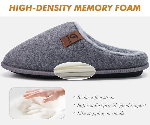 Image of COFACE Mens Cozy Memory Foam Scuff Slippers Casual Slip On Warm House Shoes Indoor /Outdoor Sandal Slippers With Arch Support Rubber Sole Size 7-15