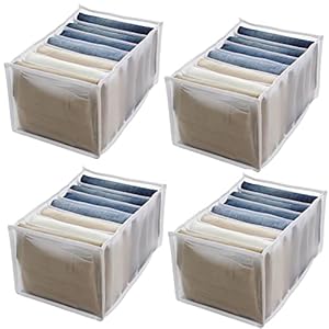 4 Stuk Kast Kleding Organizer, 7 Raster Jeans Compartiment Opbergdoos, Kast Kleding Lade Mesh Scheiding Doos, Groot