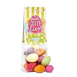 Bunte Ostereier, süßer Naschbeutel mit 60 Gramm leckeren Sommermandeln, Mandeln in feiner Joghurtcreme und dünner Zuckerdecke, tolles Ostermitbringsel