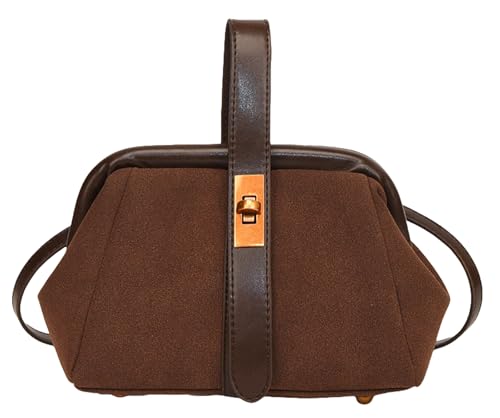 Vintage Kisslock Clutch Purse Elegant Matte Suede Shoulder Bag Women Wedding Pu Handbag Kiss Lock Antique Wallet