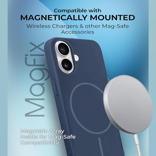 Image of iPhone 16 Silicone Magsafe Case | Shock Proof Design & Camera Protection | Premium Rubberised Apple iPhone 16 Cover (Microfiber Lining) | Magnetic Liquid Silicone - Navy Blue