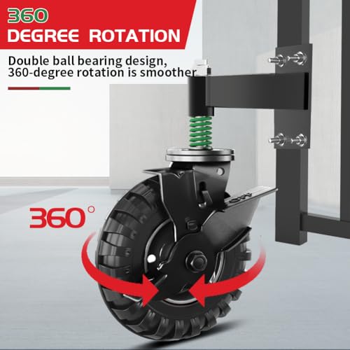 Uscaster 1pack Gate Wheel with Brake 6inch Fence Gate Wheel for Metal Tube Gate 360 Degree Rotation Spring Loaded Heavy Duty Gate Caster with Screws & Screwdriver(All Black) by uscaster - Used condition - Image 6