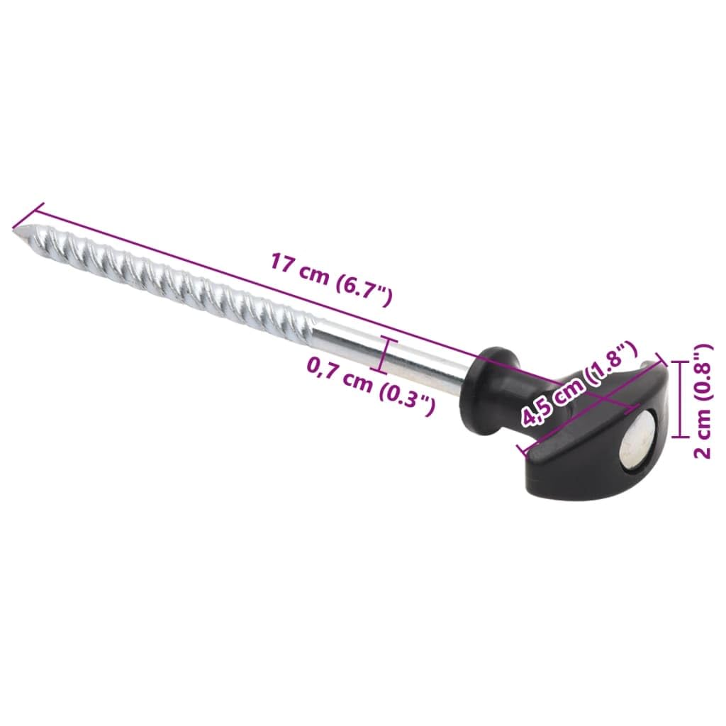 Śledzie do namiotu, 24 sztuki, 17 cm, ze stali ocynkowanej, średnica 7 mm, wytrzymała kotwa podłogowa na kemping, do namiotu, pawilonu i przedsionka namiotowego