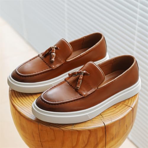 Men's Slip On Loafers Leather Lightweight Comfortable Classic Tassel Design Casual Shoes for Office Commuting Travel Walking Non Slip Sole3