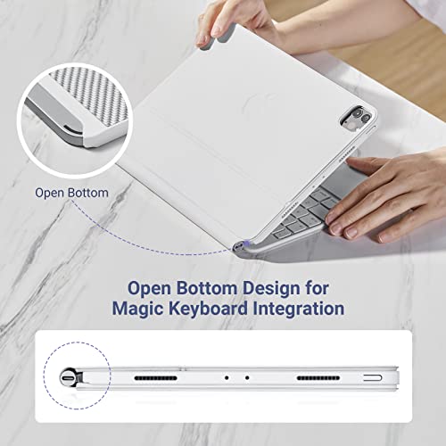Pitaka 2022/2021 Ipad Pro 11 Case 4Th/3Rd Generation [Magez Case 2] Magic Keyboard Compatible Slim Aramid Fiber Magnetic Case With Carbon Fiber Look, Fits Magez Stand & Magez Folio, White #TOP3