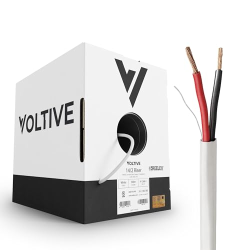 Voltive 14/2 Speaker Wire, Riser CL3R, White, 500ft - 14AWG, 2 Conductors, Stranded Oxygen-Free Copper, UL Listed - V-1268-2 by Voltive - Used condition - US$249.22