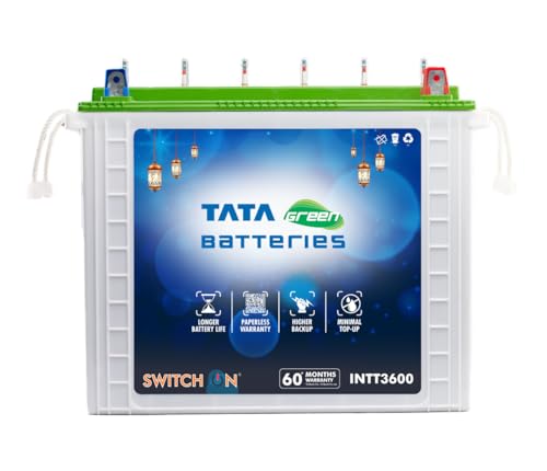 Image of Tata Green Batteries Switch-On INTT240072 200AH Tall Tubular Inverter Battery with 72 Months Warranty for Home, Office & Shops
